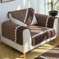 four seasonal linen cotton sofa covers cushion for living room couch towel solid color plaid corner sofa protection seat cover