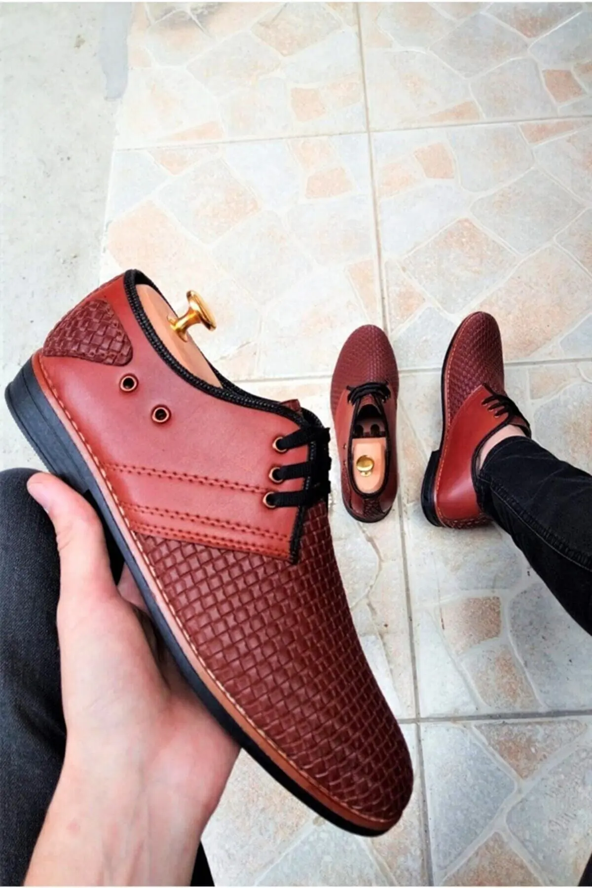 

Men's Orthopedic Sole Casual Shoes Print Model Tan
