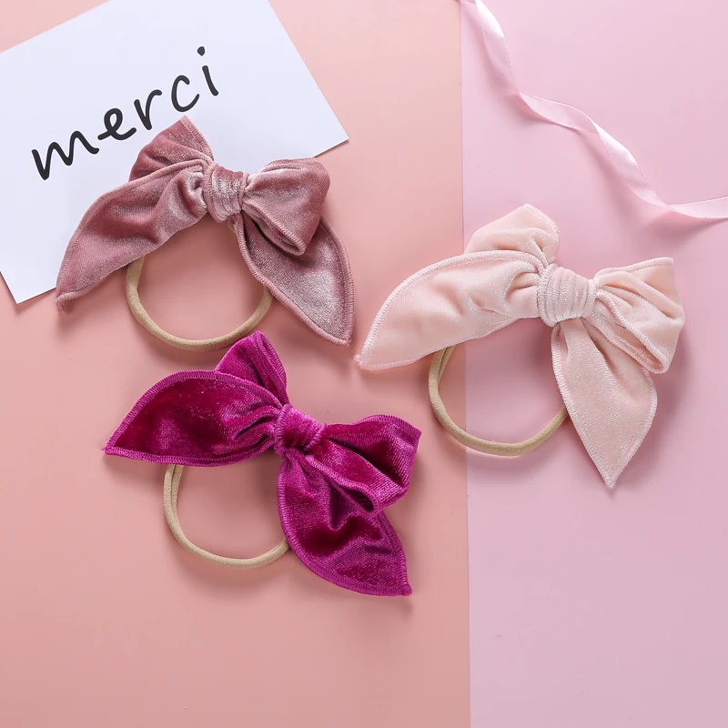 

Korea Hair Bow Velvet Turban Headbands For Girls Scrunchie Solid Color Bow Knot Hair Bands For Baby Girls Cute Accessories 2022