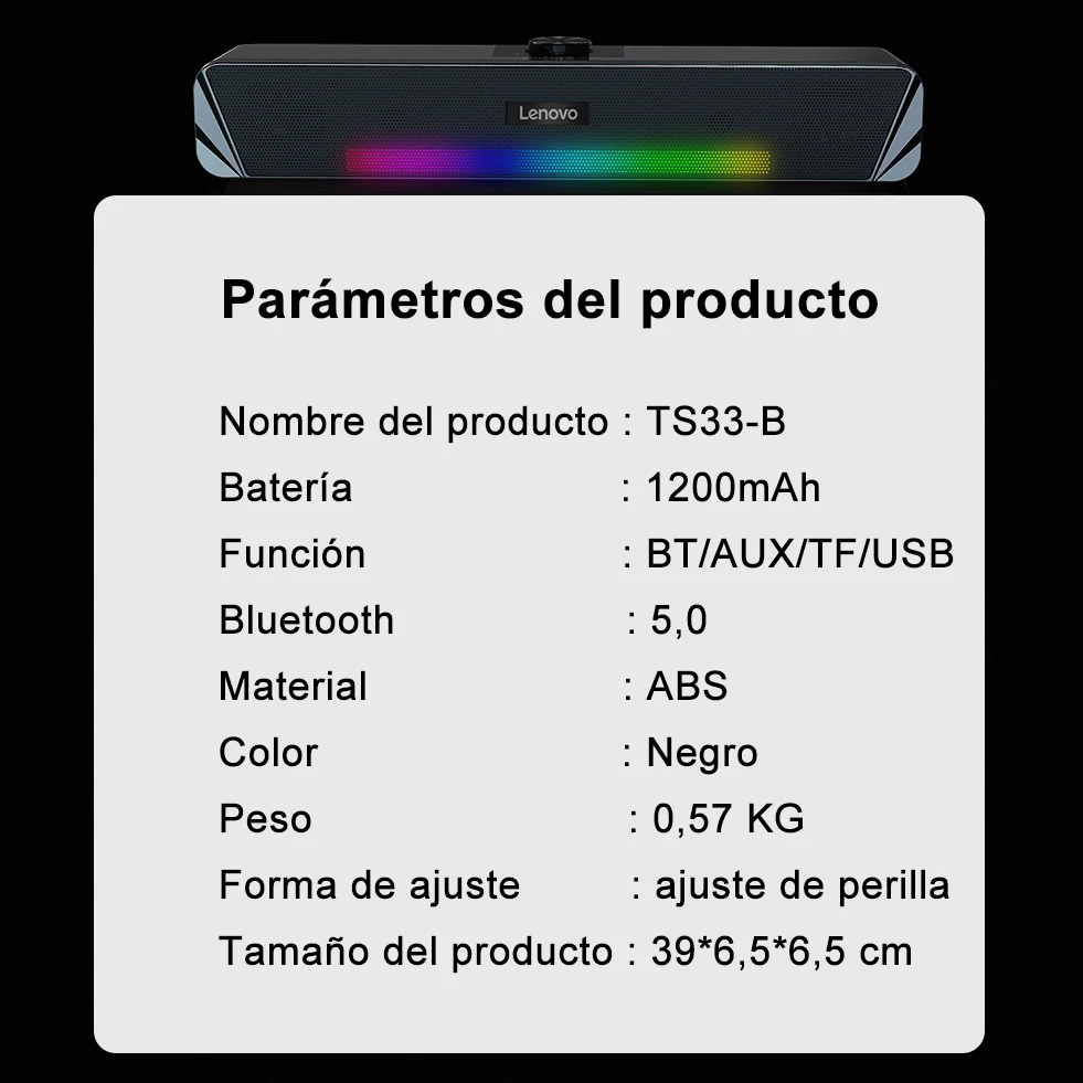 Bluetooth-динамик Lenovo TS33-B модный мини-динамик с объемным звуком 6D для ТВ Macbook ноутбука