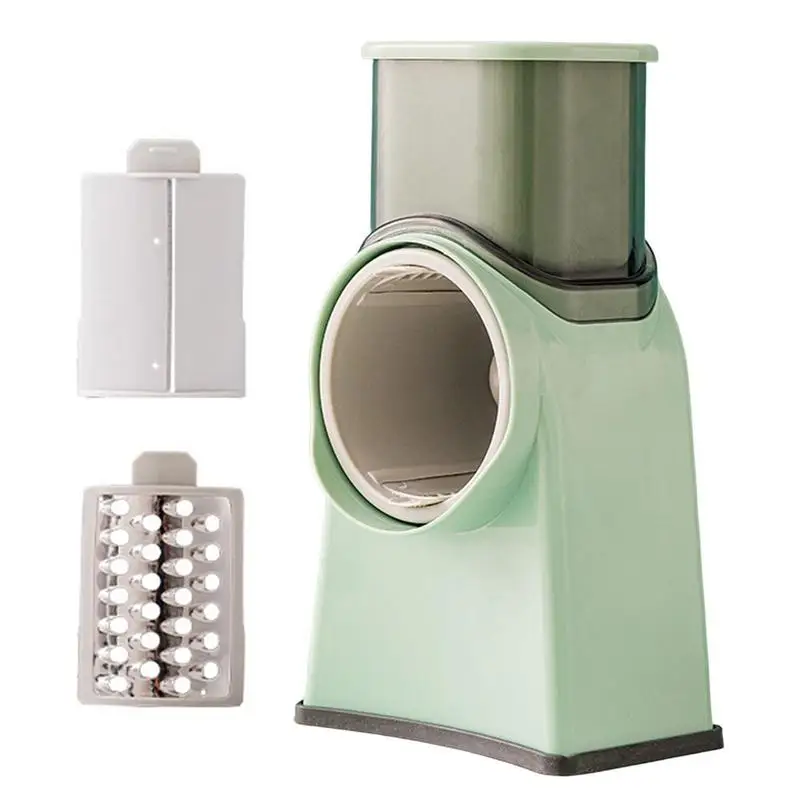 

Manual Cheese Grater With Handle Multifunctional Drum Vegetable Cutter With 3 Blades Rotary Grater Slicer For Fruit Vegetables