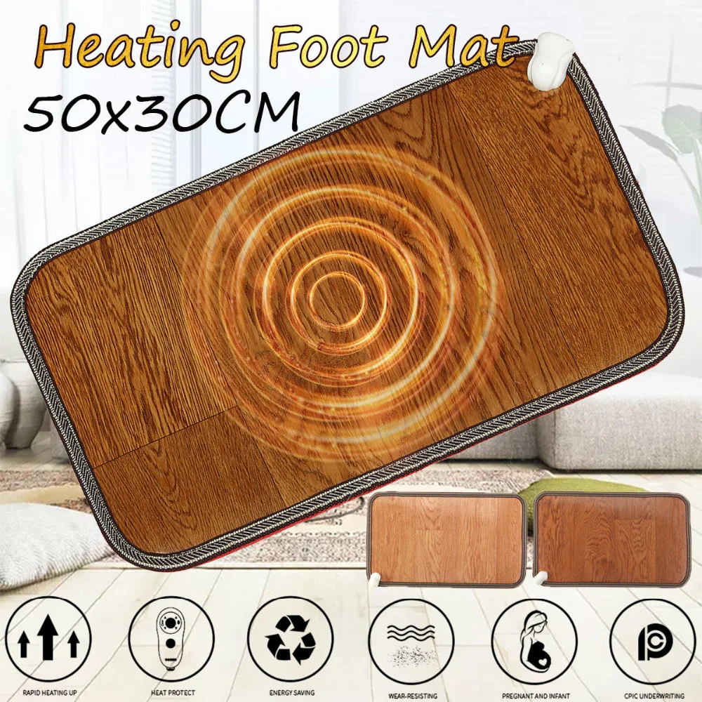 

Foot Feet Warmer Electric Heating Mat Office Warm Feet Thermostat Heating Pad Home Heated Floor Carpet 50x30cm