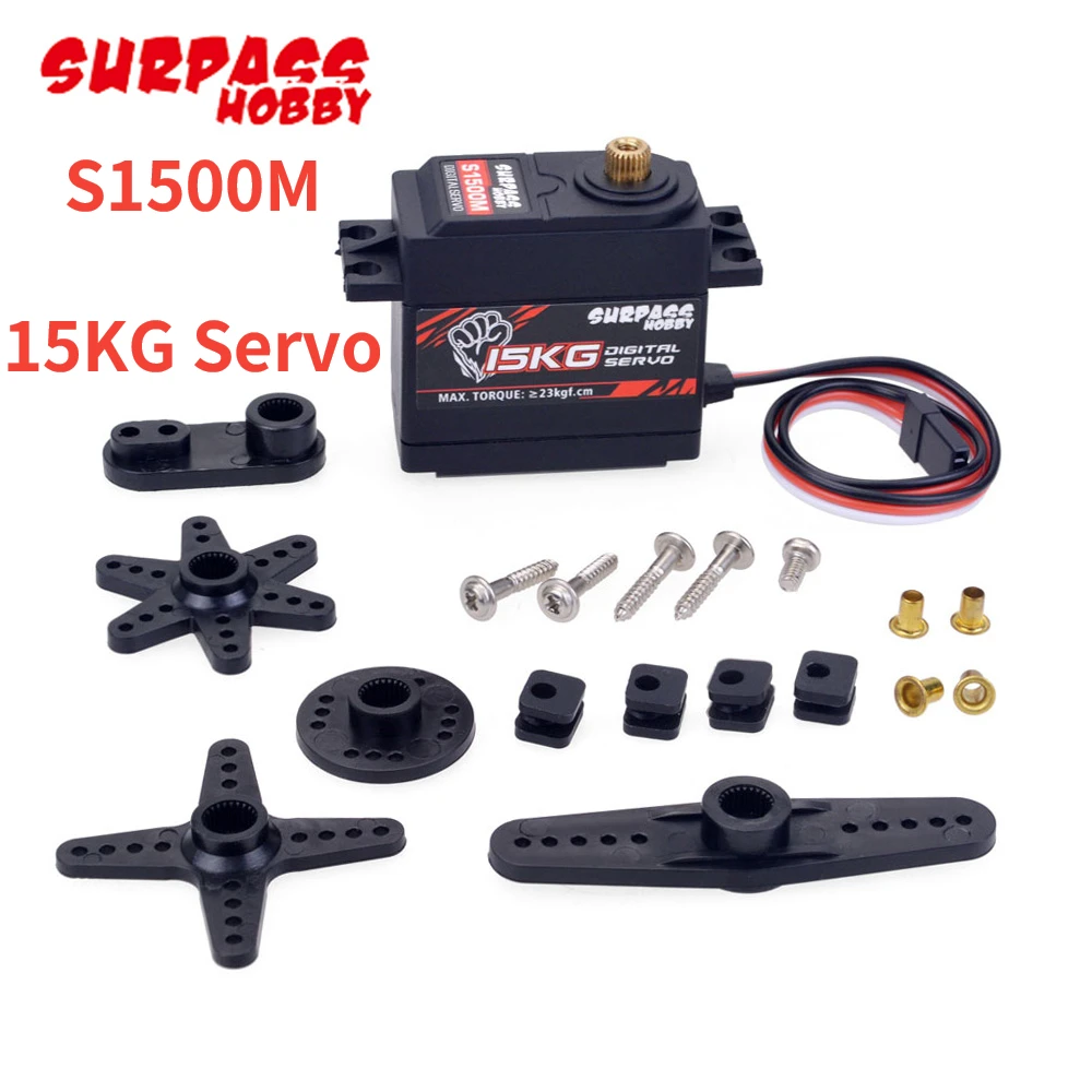 

Surpass Hobby S1500M 25T 6-7.4V 15KG Metal Gear Digital Servo For 1/10 1/8 High-Speed RC Car Aircraft Boat Off-road Buggy Toy