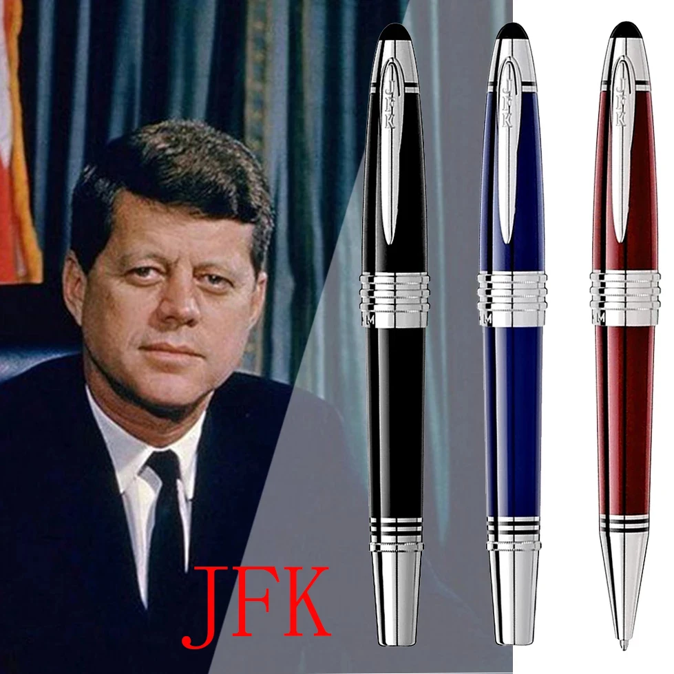 LAN MB John F. Kennedy Fountain Rollerball Ballpoint Pen Dark Blue Metal Office School Classic With JFK Serial Number