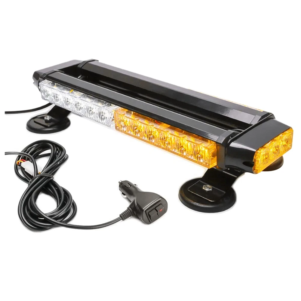 

LED Strobe Flashing Light Bar,Amber White 30 LED High Intensity Emergency Warning Lighting Bar for Car Trailer Roof