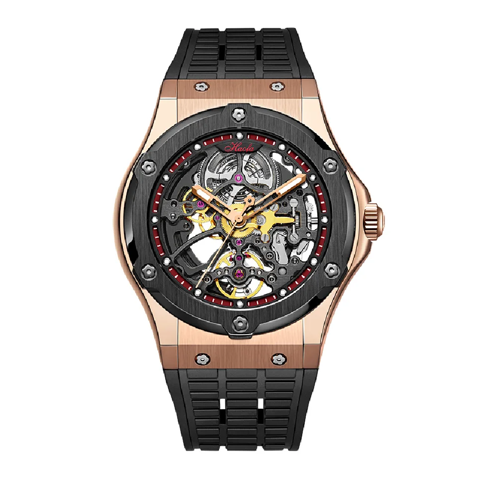 

Haofa Skeleton Automatic Mechanical Watch For Men Fashion Sapphire Self Winding Movement Mens Watch Man Luxury Waterproof 1913
