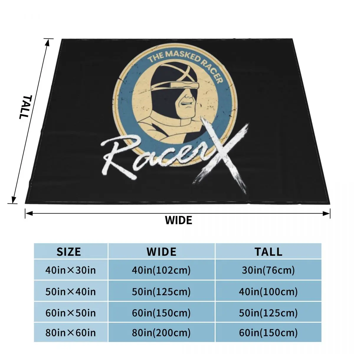 Футболка The Masked Racer X с синей эмблемой ультра-мягкое одеяло из микрофлиса