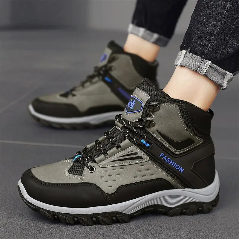 

Men's Autumn and Winter High Top British Style Vintage Casual Leather Shoes Men's Boys Middle Top Working Wea