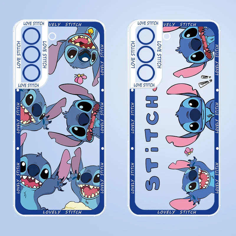 

Disney Lilo & Stitch Cartoon Transparent Phone Case For Samsung S23 S22 S21 S20 S10 Note 10 Ultra Plus FE Lite 5G Angel Eyes