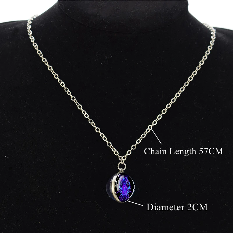 12 Zodiac Signs Pendant Necklace Double Side Glass Ball Necklace Men Women Fashion Constellation Jewelry Birthday Gift images - 6