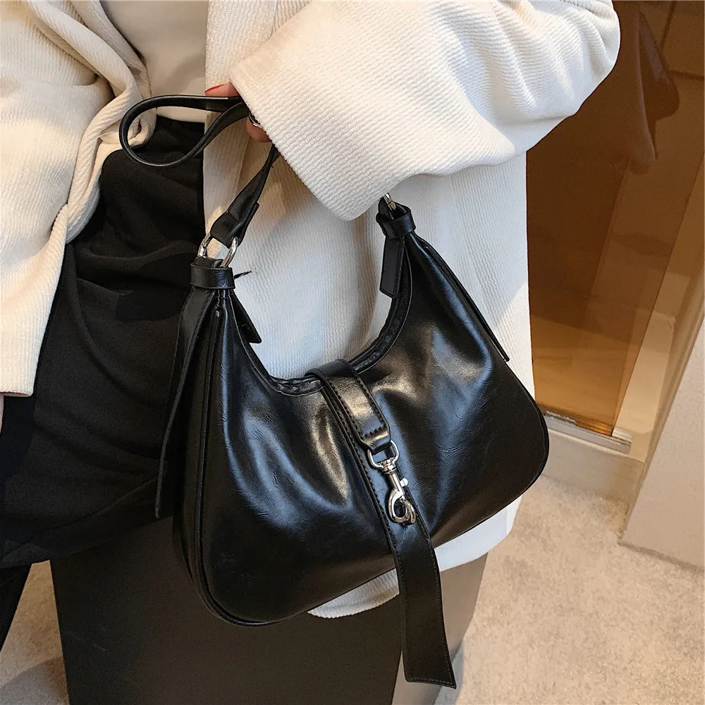 

Burminsa Half Moon Underarm Shoulder Bags For Women 2022 Winter Trend Luxury Designer Large Capacity Tote Purse Ladies Handbags