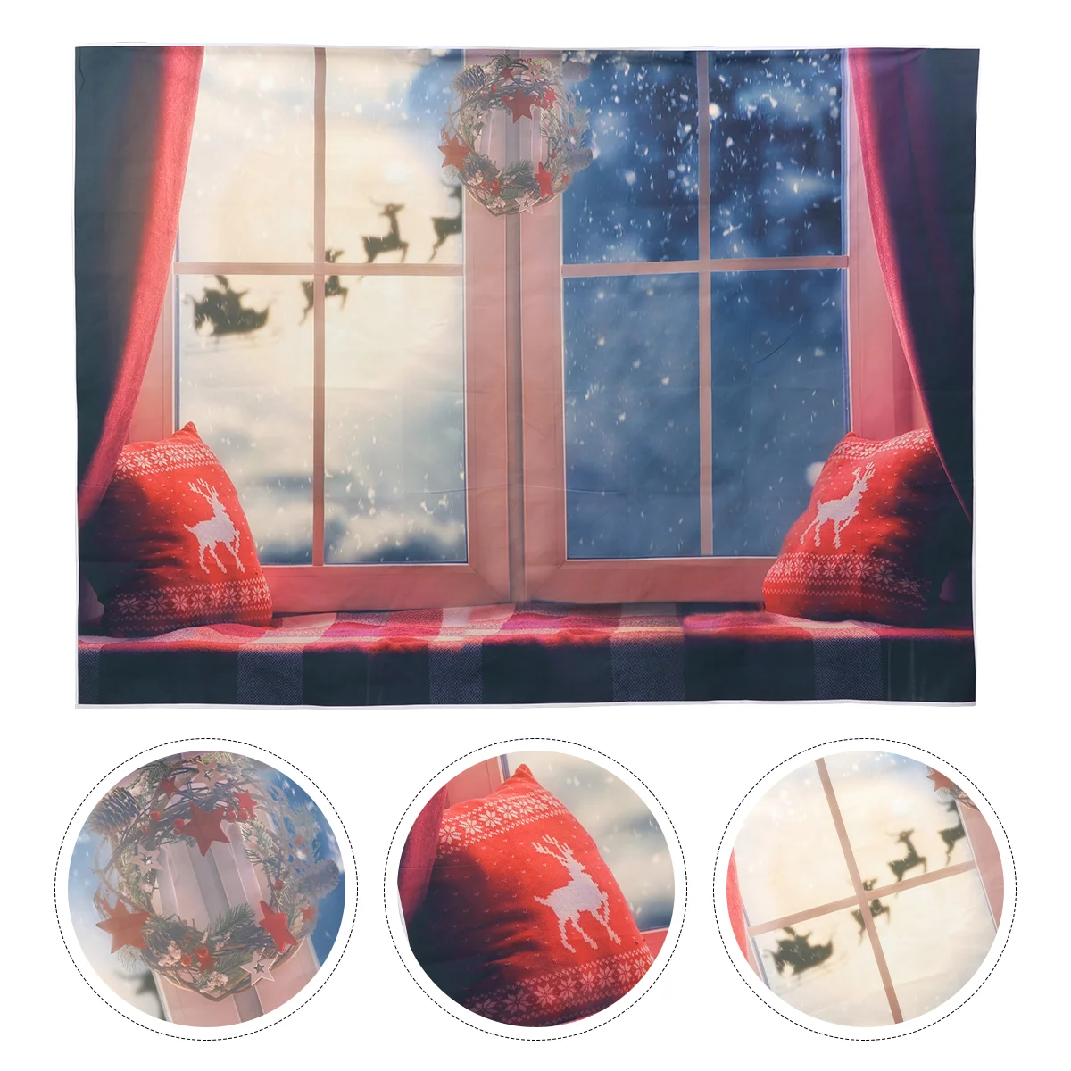 

Christmas Tapestry Scenery Photography Window Wall Hanging Photo Backdrop Backdrops Backgroundsback Drop