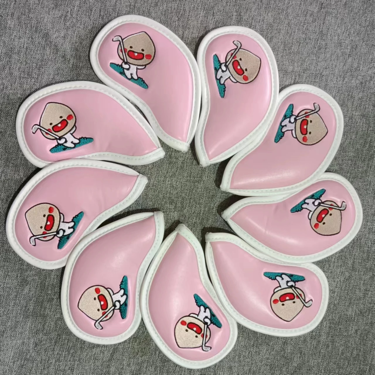 

Golf Irons Cover Animal Pattern Club Cover Head Cover Protective Cover Pink GOLF Irons Cover 9 Pack