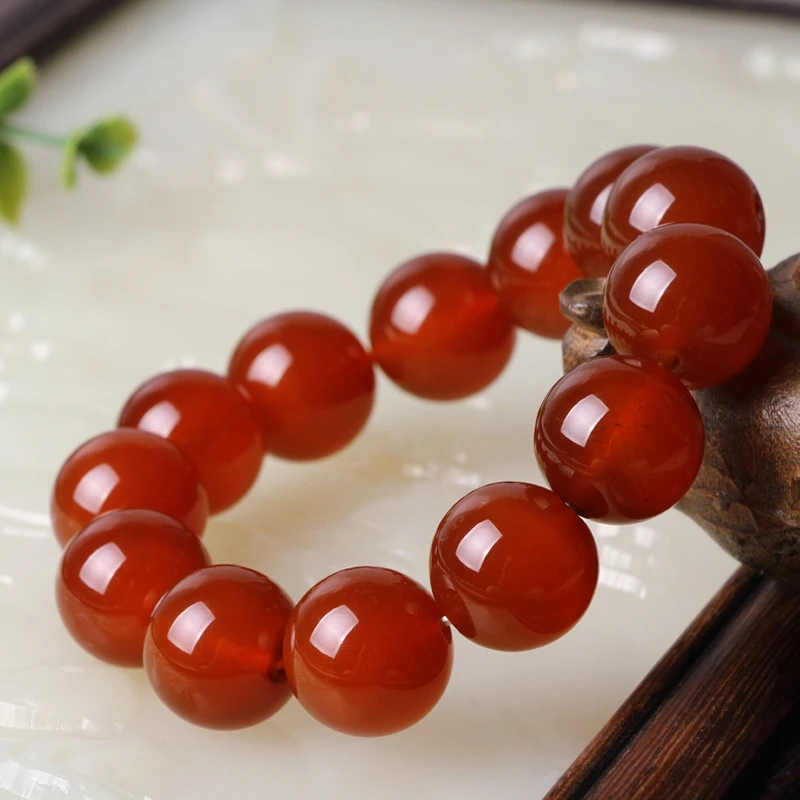 Браслет с красным агатом 20 мм
