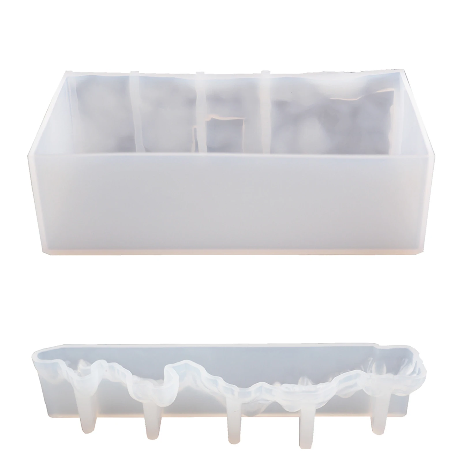 

Mountain Sea Silicone Mold Rectangle Light 3D Silicone Mold Mountain Sea Wave Mold With Wooden Lighted Base Exquisite Desktop