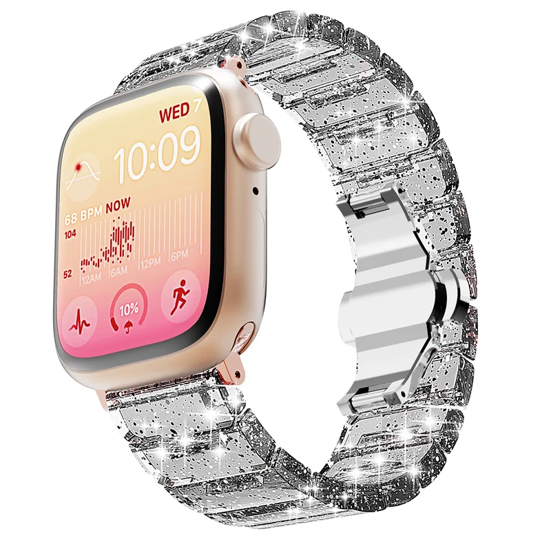 Ремешок полимерный блестящий для Apple Watch Ultra Band 8 7 49 мм 44 40 42 мм 38 41 45, прозрачный браслет Correa для iWatch 6 SE Series 5 4