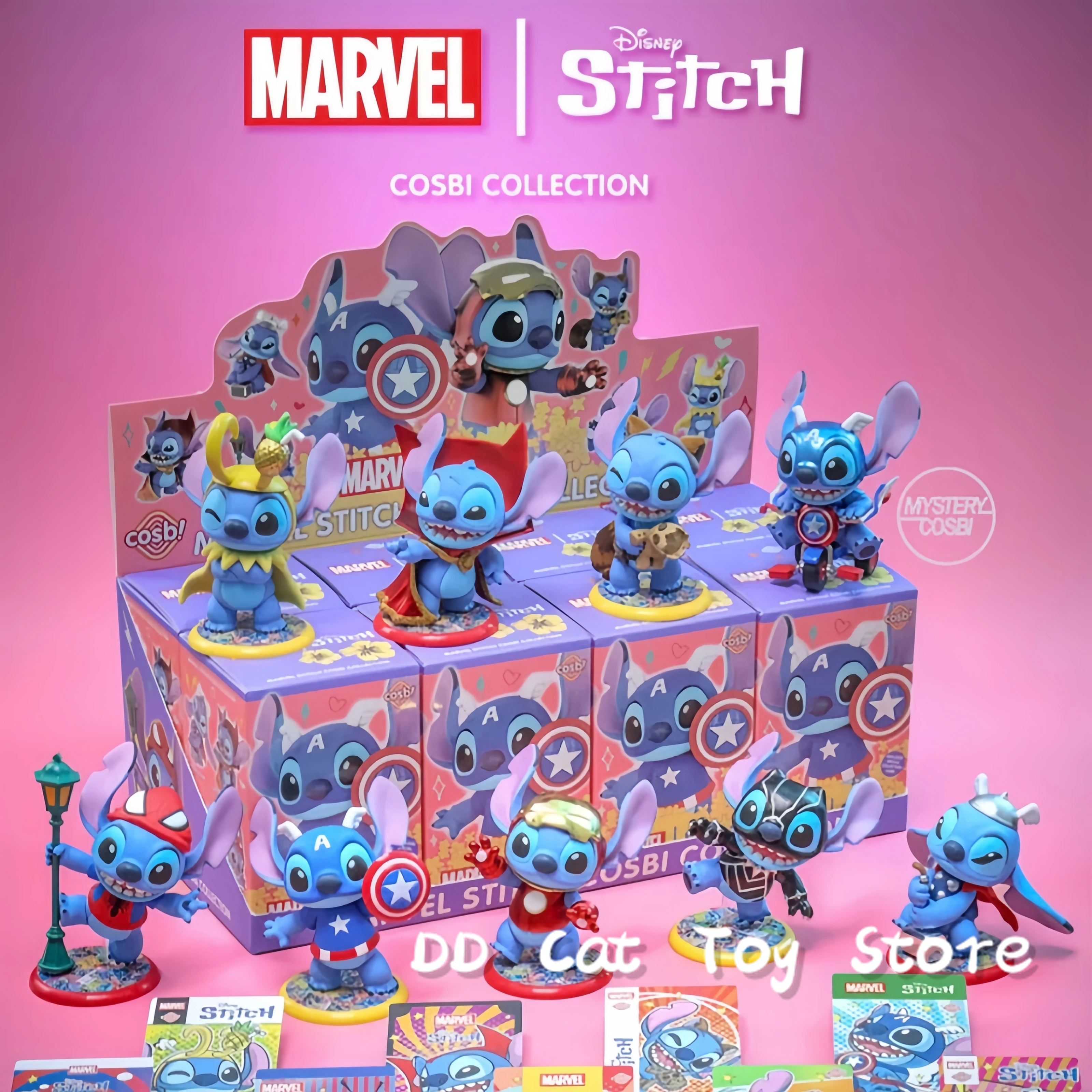 Marvel x Stitch コレクション フィギュア未開封シュリンク付き Hot Toys Marvel Stitch Cosbi Series фигурка-сюрприз | AliExpress