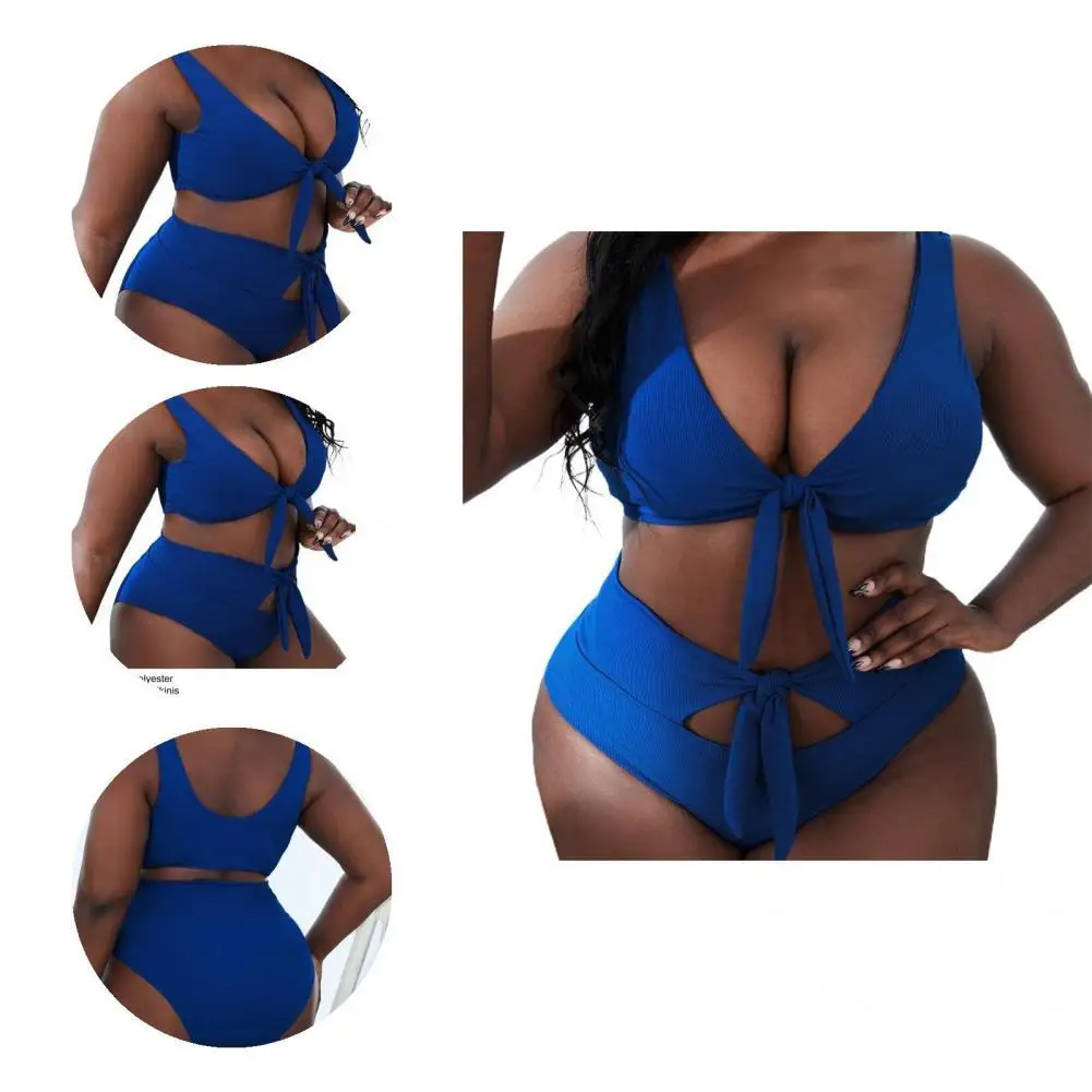 

2 Pcs/Set Summer Bikini Set Simple Bikini Set Two-piece Women Bathing Suit