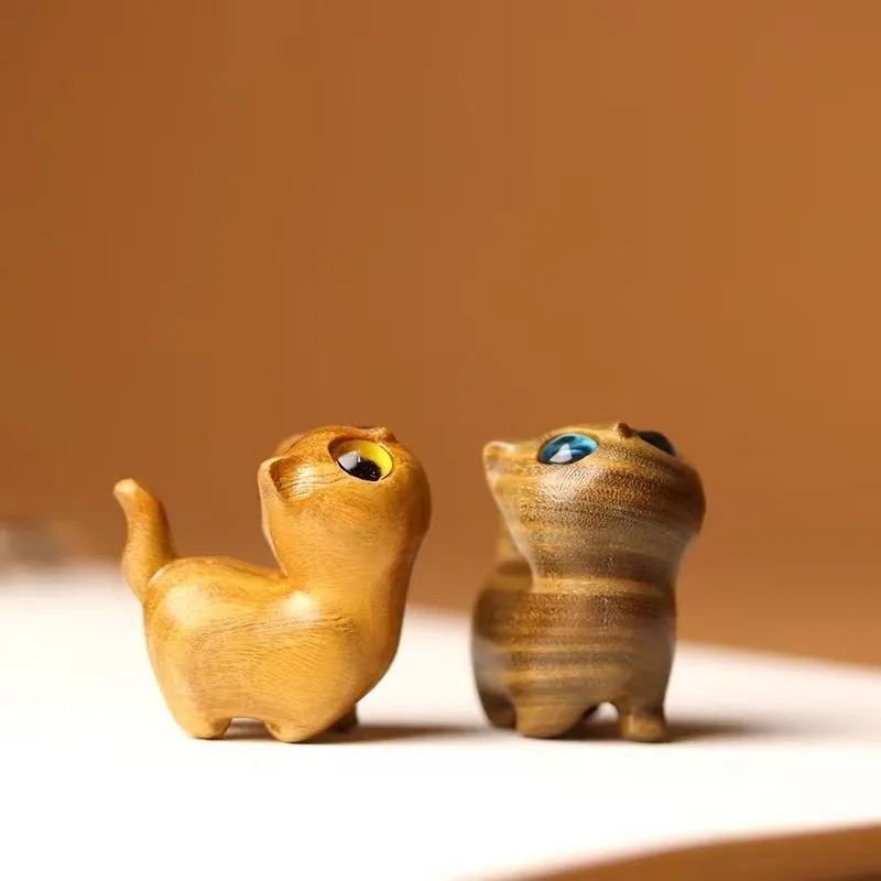 Зеленая кожа необычный котенок животное креативная деревянная Милая кошка