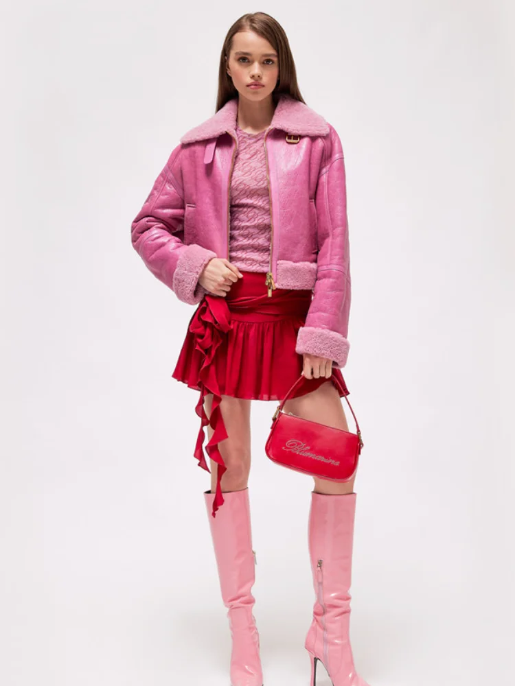 

2022 Ladies Winter coat leather shake pill warm women's jacket Y2K clothes New high -quality locomotive wind coat traf bra XL