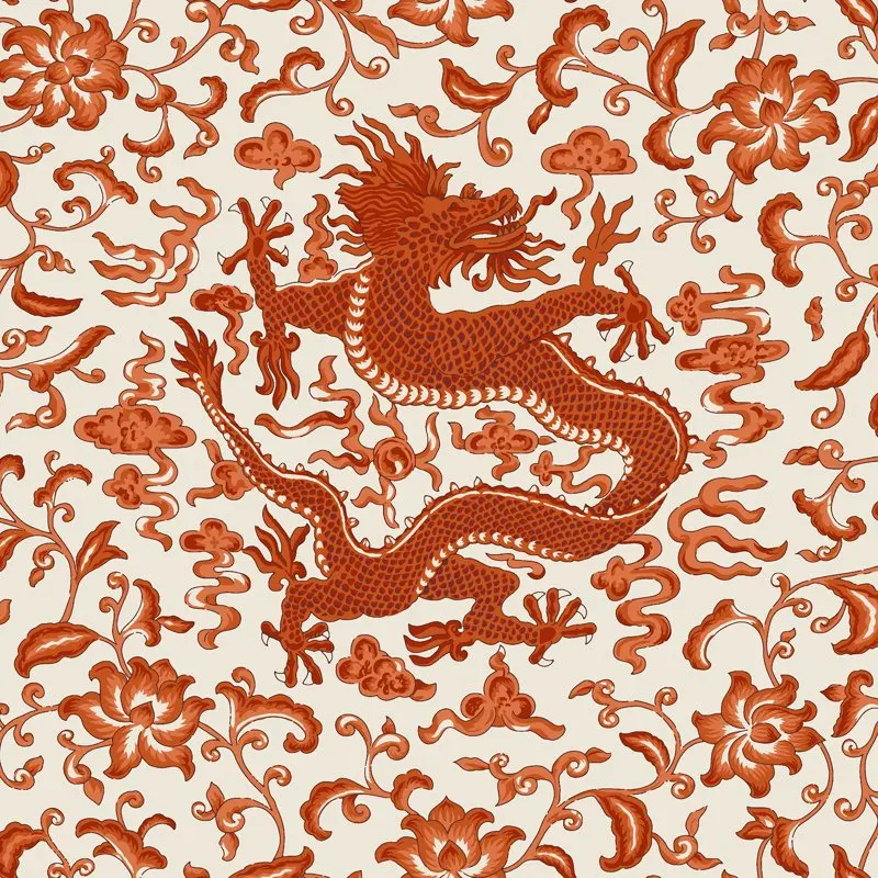 

Persimmon Chi' Dragon Adhesive Wallpaper
