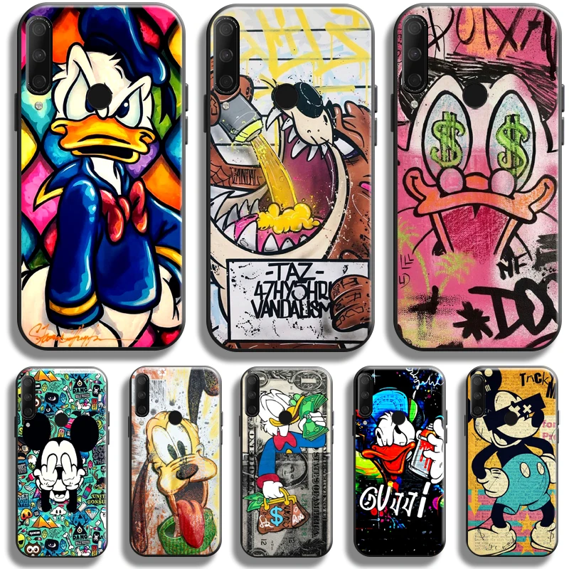 

Disney Graffiti Mickey Duck Phone Case For Huawei Honor 9X 8X 7X Pro For Honor 10X Lite Case Back TPU Carcasa Silicone Cover