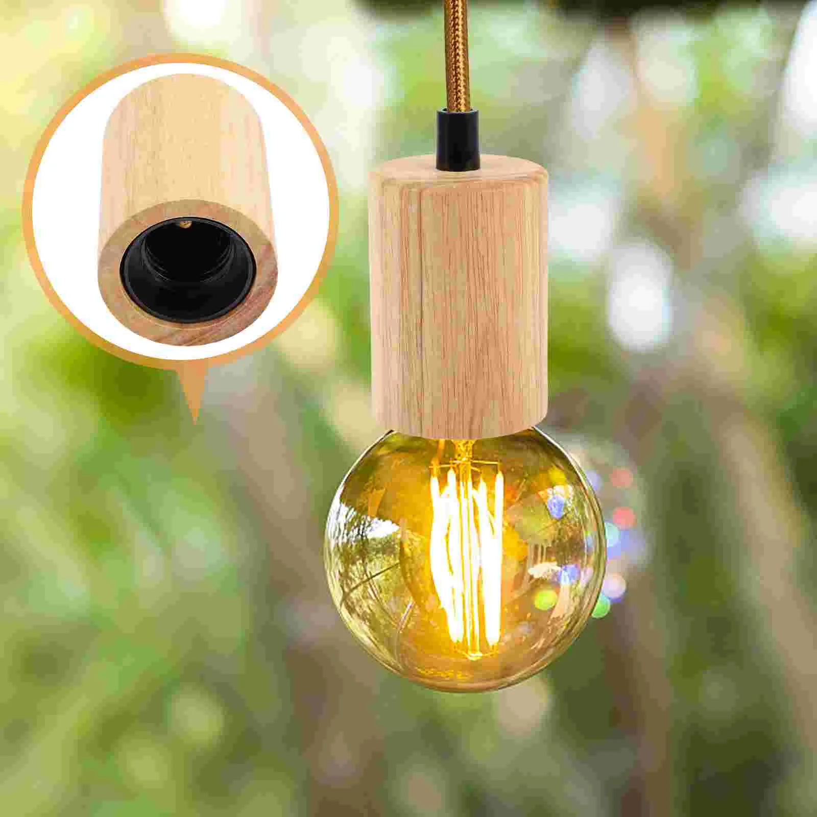 

Wooden Lamp Holder Chandelier Light Hanging Lights Lampholder Fixture Socket Bulb Ceiling Bulbs Candles