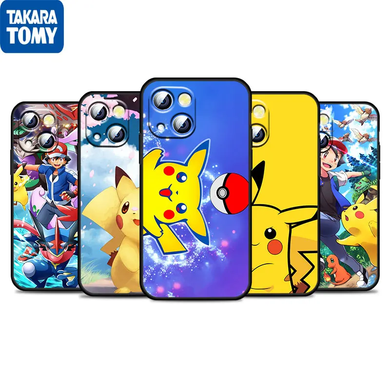 

Cartoon Pokemon Pikachu Cute For Apple iPhone 13 12 11 Pro Max Mini XS Max X XR 6 7 8 Plus 5S SE2020 Soft Black Phone Case Cover