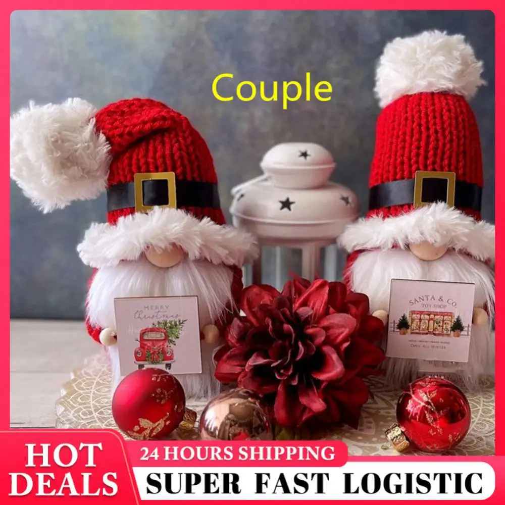 

Home Decoration Cute Doll Ornament Knitted Plush Red Dwarf Creative Faceless Doll Exquisite Workmanship Doll Gift Colorful