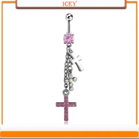 1pc cross belly ring rhinestones navel stud crystal belly navel jewelry stainless steel belly button ring alloy navel piercing