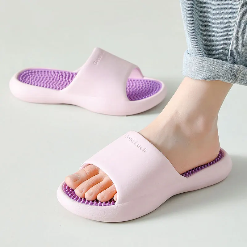 Man Massage Slippers Outdoor Beach Flat Non-slip Women Slides Indoor Bathroom Couple Sandals Summer Concise Female Shoes 2022