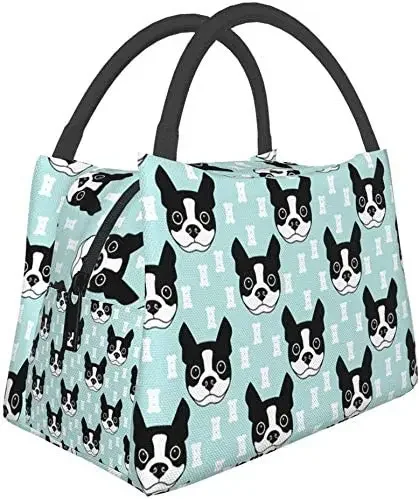 

Многоразовая сумка для завтрака Boston Terrier and Dog изолированный Ланч-бокс, охлаждающая сумка для работы на открытом воздухе, пикника