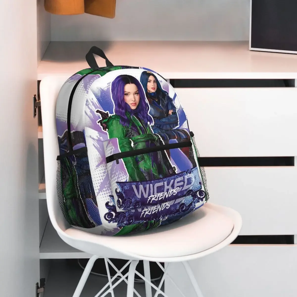 Фото Рюкзак Mal And Evie Wicked Friends Descendants для студентов, школьный рюкзак, походный рюкзак для путешествий, для мужчин и женщин, сумка для книг, наплечная сумка №5