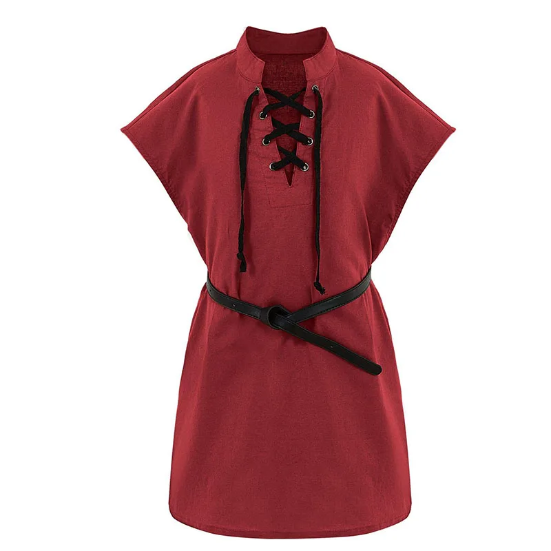 Средневековый Ренессанс для мальчиков льняные топы в стиле ретро рубашка туника