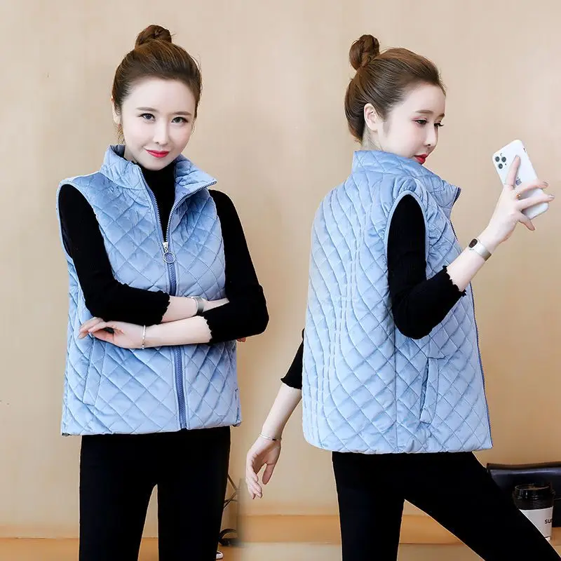 

Velvet Vests Winter Jacket Women Sleeveless Coats Cropped Top Korean Fashion Cardigan Plus Size Cheap Wholesale Women's Clothing