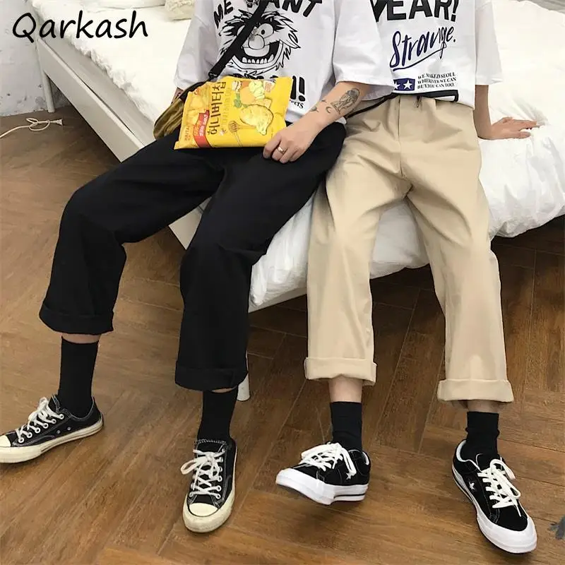 

Pants Women S-5XL Loose Students Solid All-match Straight Trousers Harajuku Spring Elastic Waist Korean Trendy Mujer Pantalones