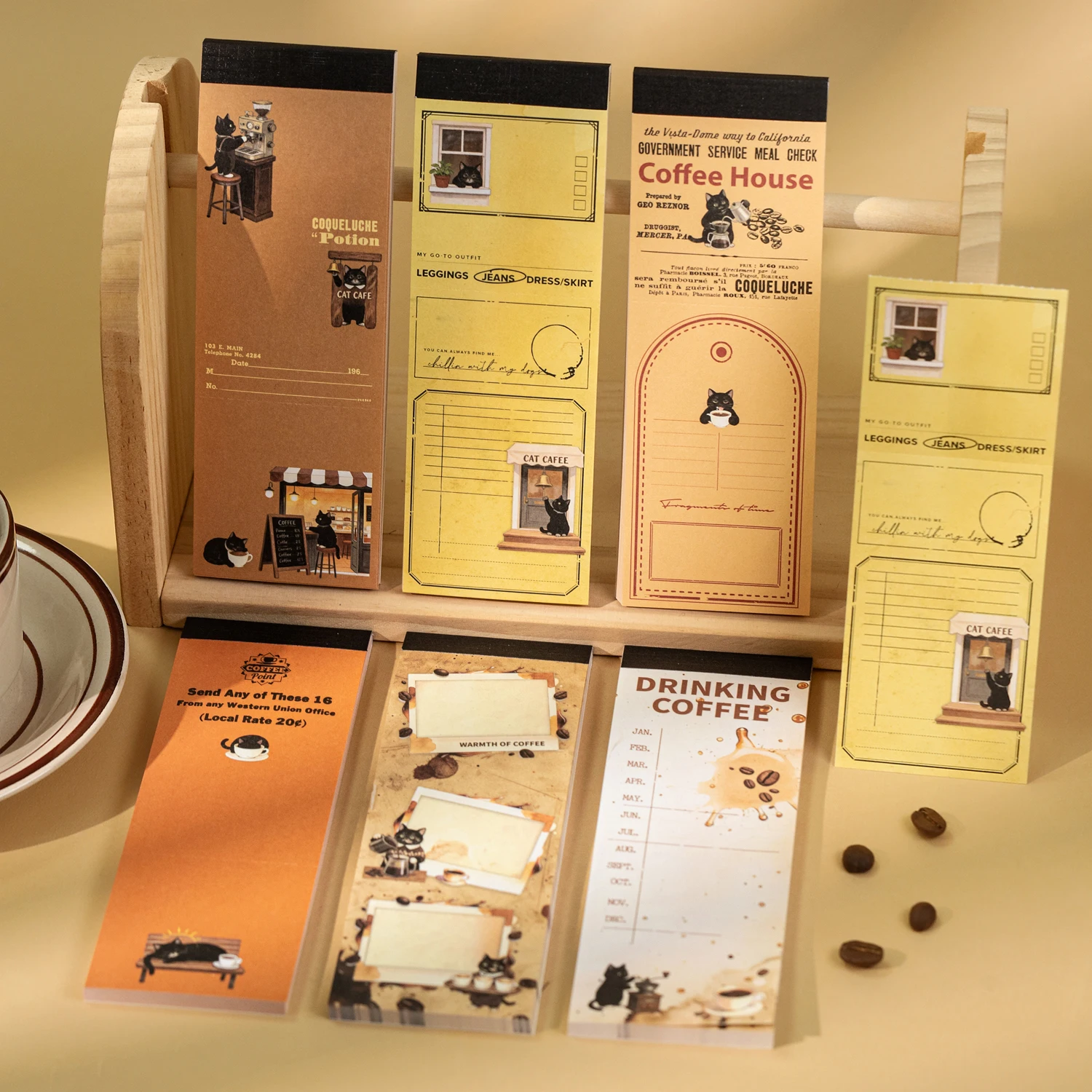Фото Серия Xiaoji Tasting Master: Винтажный блокнот с кошачьим и пейзажным дизайном, креативные материалы для DIY-журналов, коллажей и канцелярских принадлежностей №3