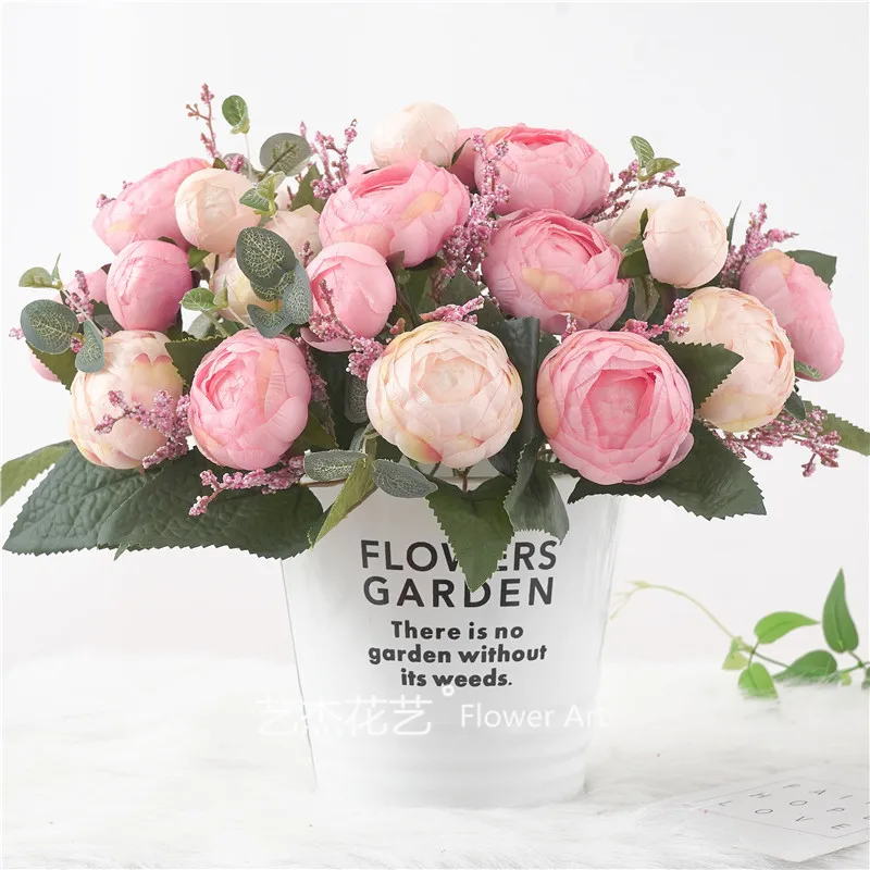 Искусственные цветы 29 см 7 головок чайная роза Цветочная композиция в богемном