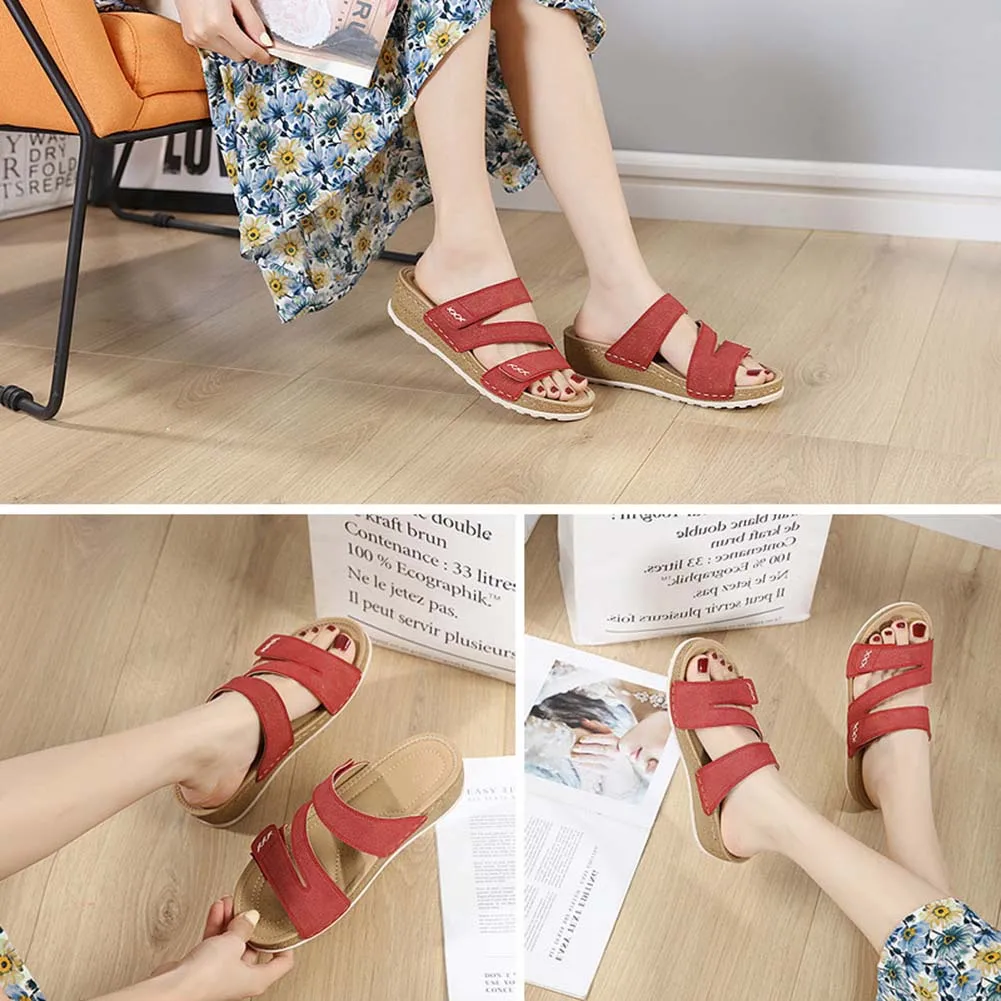 Women's Slope Heeled Slippers Comfortable Soft Sole Beach Shoes For Daily Wear