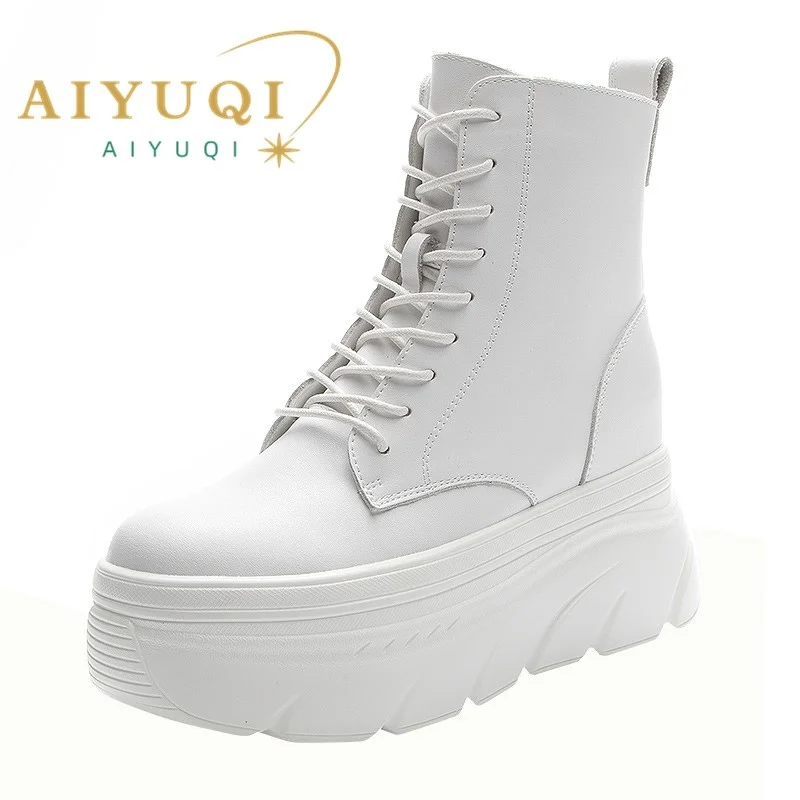 

Женские осенние ботинки из натуральной кожи, на платформе