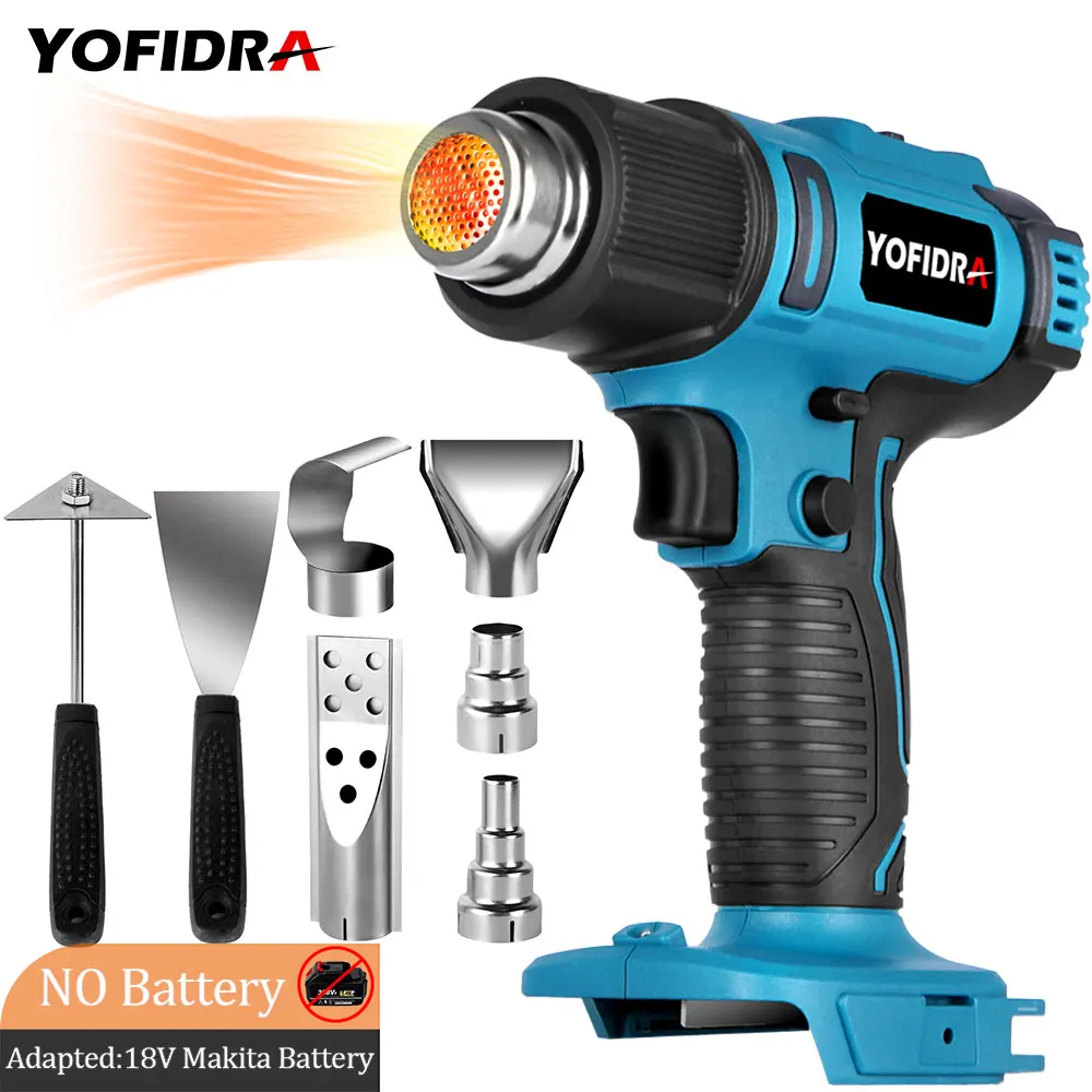 

Ручной беспроводной тепловой фен, промышленный домашний фен для волос с регулировкой температуры для Makita 18 в, электроинструмент