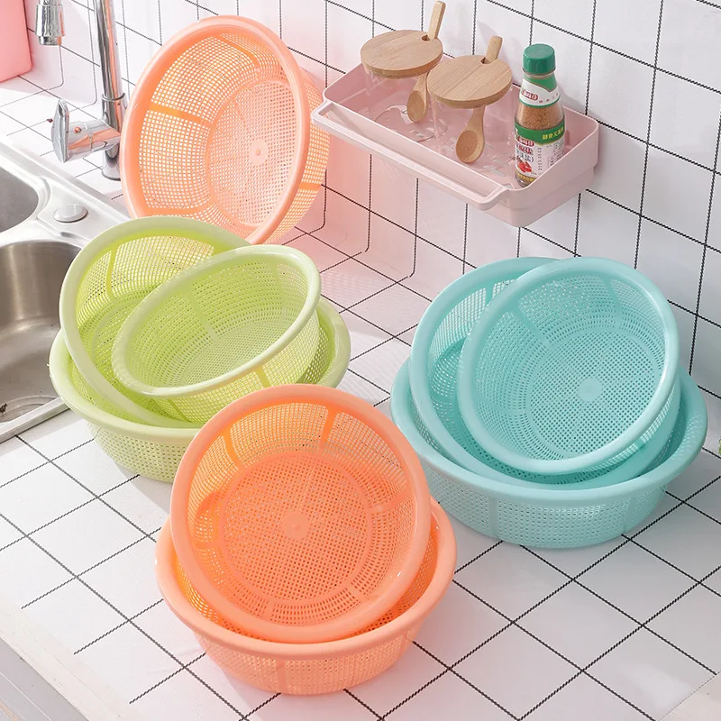 plastic washing rice sieve kitchen washing tools fruit and vegetable drainage basket simple thickened  kitchen tools