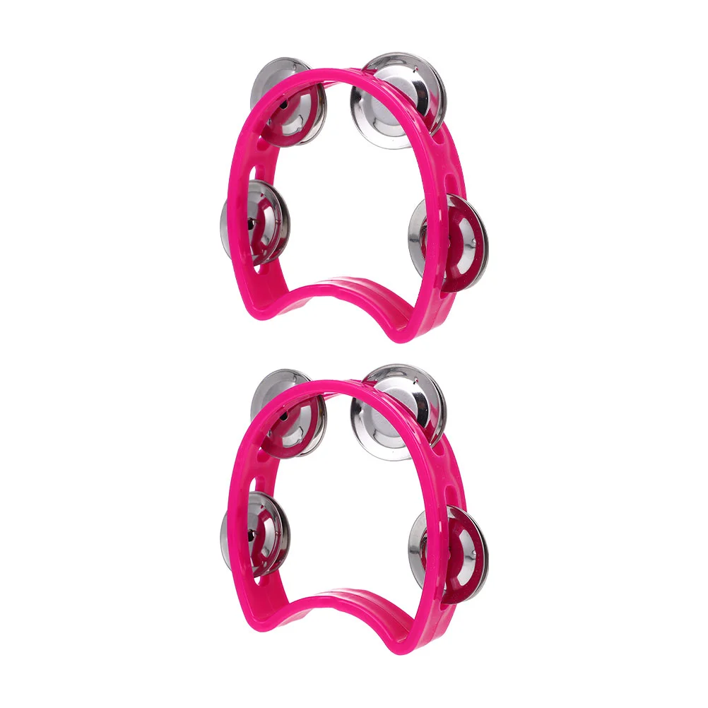 

2 Pcs Flower Bell Circle Four Hand Toys Kids Percussion Shaking Tambourines Handheld