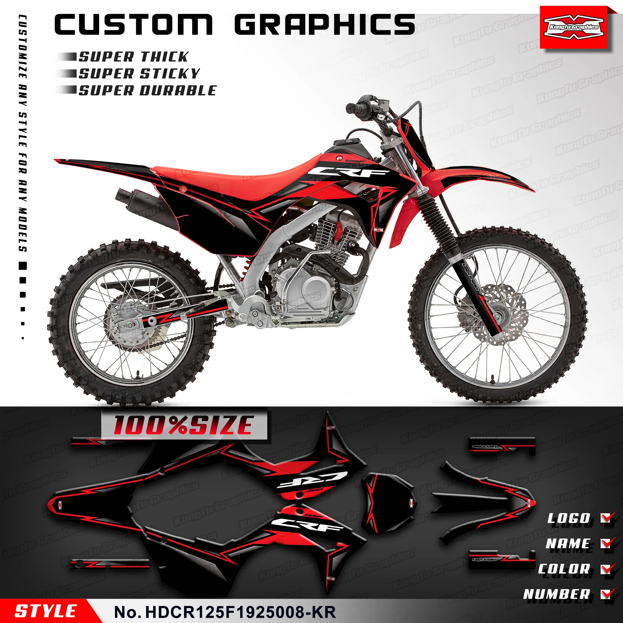 KUNGFU графические пользовательские наклейки виниловая графика для Honda CRF 125F CRF125F 2019