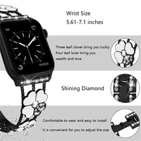 diamond four leaf clover stainless steel strap for apple watch series 7 6 5 4 se 3 metal watch wristband for iwatch smart watch