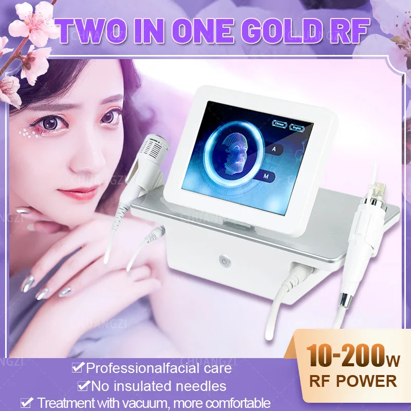

2023 Portable 2in1 Microneedle Fractional Cold Hammer Stretch Mark Scar Acne Remove Face Lifting Body Tighten R/F Machine