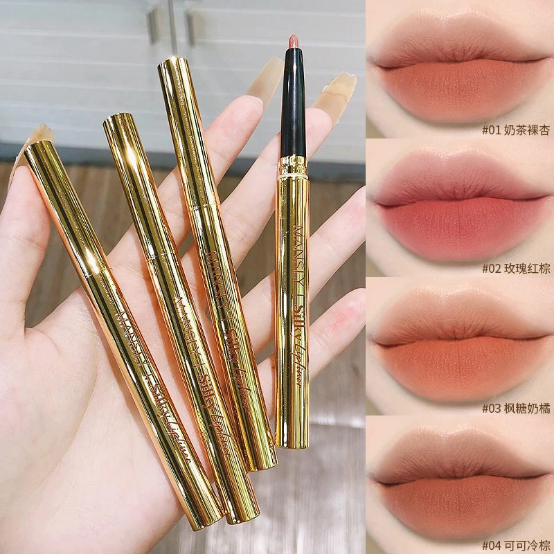 

1PC Lady Professional Matte Lipstick Velvet Lipliner Pencil Sexy Red Contour Tint Lipstick Lasting Non-stick Cup Silky Lip Liner