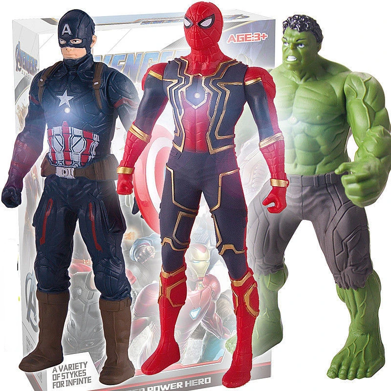 

17Cm Marvel Action Figures Spiderman Hulk Ironman Pvc Avengers Luminous Doll Collection Toys Christmas Gift