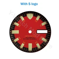 seik red monster nh36 dial with day date for sei watch 28 5mm super green lume skx007009