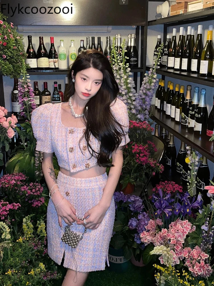 

Flykcoozoo женский костюм короткий топ и юбка комплект из 2 предметов Элегантный Модный шикарный топ с пышными рукавами Офисная Женская летняя о...